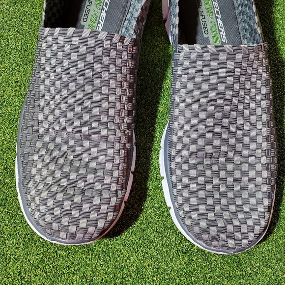 Skechers Men’s Equalizer / Memory Foam Slip-On Shoes – Gray Woven – Size 12 main image 8